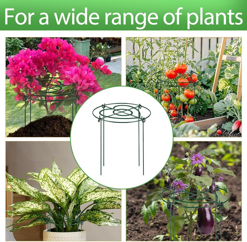 Peony Cages and Supports Pack 6 PCS ,11.8" Dx15.8" H Heavy Duty Plant Support Cage Set for hydrangeas, Roses and