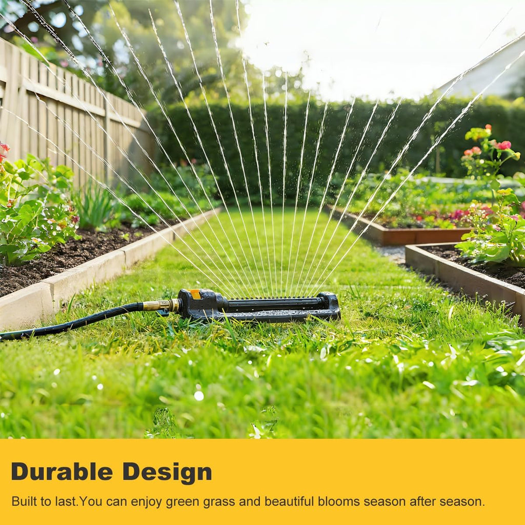 FANHAO Oscillating Sprinkler for Yard, Garden and Flower Beds, Covers Up to 3,600 sq. ft., Durable Lawn Sprinkler with