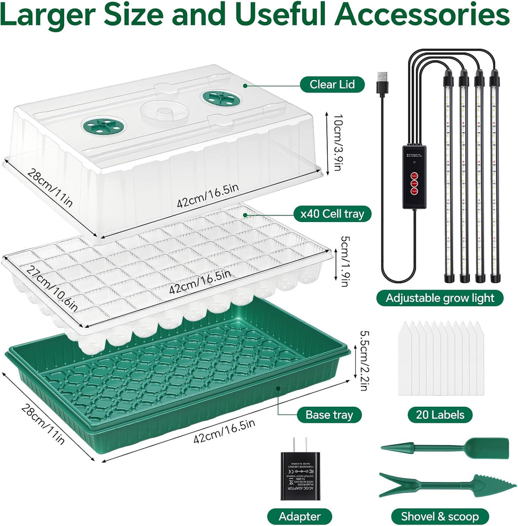 2 Pcks Seed Starter Tray 120 Cells Seed Starter Kit with Grow Light, Seed StartingTrays for Seed Seedling Planting
