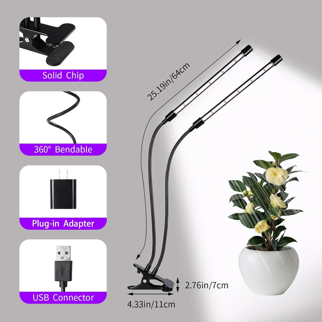 Grow Lights Upgrade 168 LEDs Clip Plant Lights for Indoor Plants, Full Spectrum White+ Red LED Plant Growing Lamps with