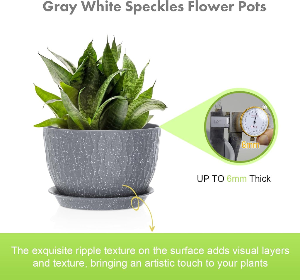 Meowell Large Flower Pots 12/10/9 inch, 3 Set Big Plant Pots for Outdoor Indoor Plants with Water Ripples, Wide Plastic