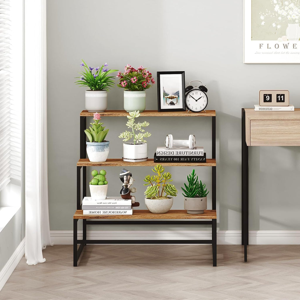 23.6" Wide Plant Stand Indoor, 3-Tier Modern Plant Ladder Shelf Corner Flower Pot Holder Organizer for Living Room