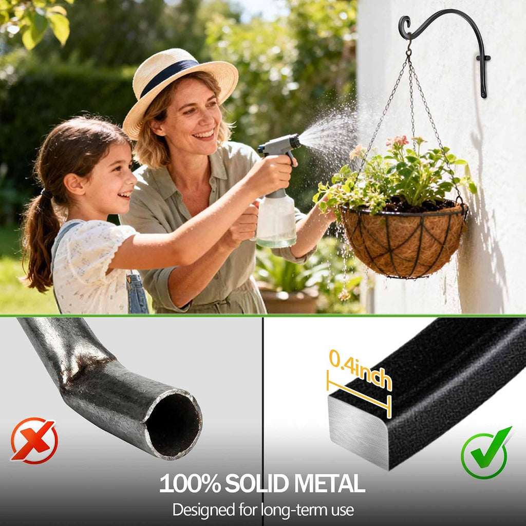 AJART Heavy-Duty Plant Hanger Outdoor: 12" / 2 Pieces Hanging Plant Bracket | Can Hold 50 Lbs Plant Basket or Large