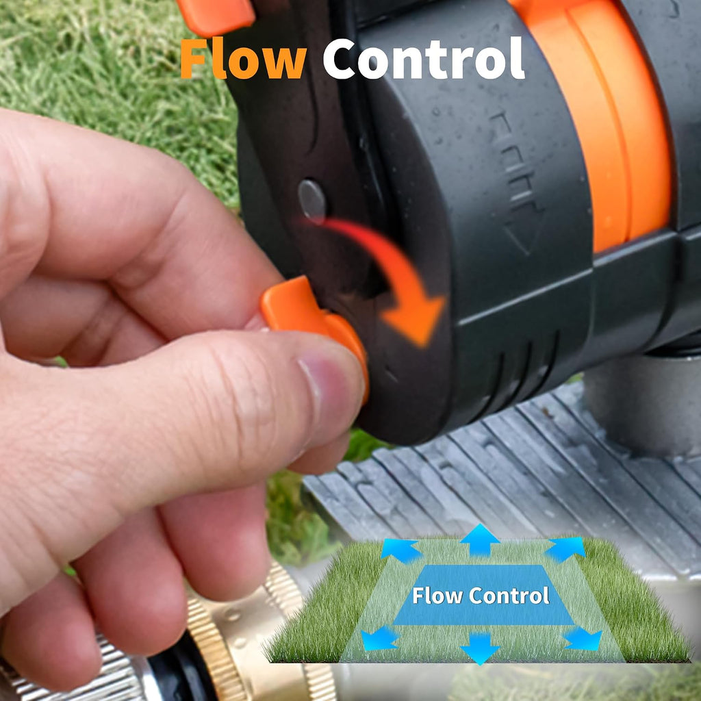 Diivoo Garden Sprinkler with Step Spike Base, Mini Turbo Oscillating Water Sprinklers for Yard, Adjustable Width, Range