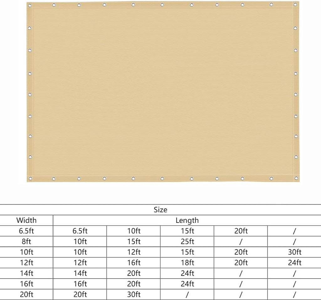 12x20 FT 90% Sun Shade Cloth, Pergola Shade Cover with Grommets, Beige | Blocks UV rays and reduces heat with