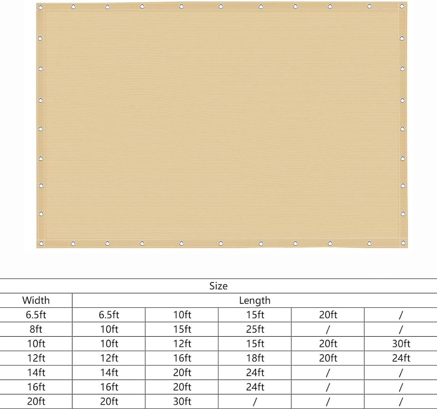 12x20 FT 90% Sun Shade Cloth, Pergola Shade Cover with Grommets, Beige | Blocks UV rays and reduces heat with