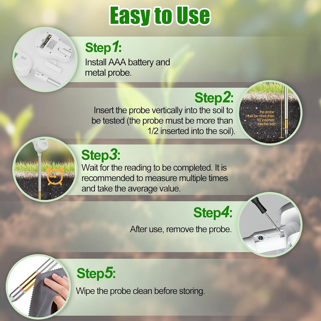 SPECILITE 6-in-1 Digital Soil Tester with Dual Screen & 2 Removable Probes | Moisture, PH, Sunlight, Temperature &