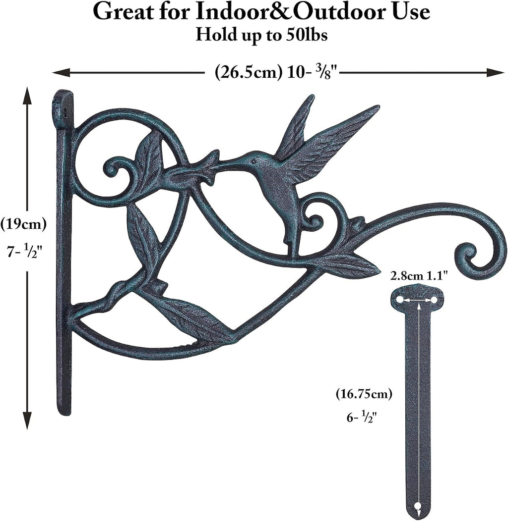 2PCS Plant Hangers Outdoor Heavy Duty Hanging Plant Bracket for Wall Indoor Garden Cast Iron Hummingbird Feeder Hooks
