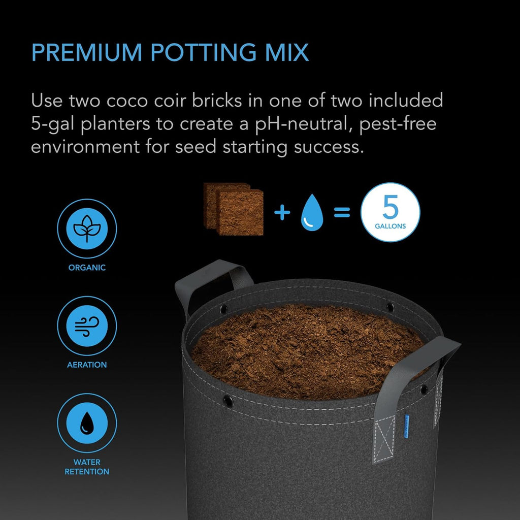 AC Infinity Instant Potting Mix Kit, 2-Plant Starter Set with Premium | Grow Kit with Buffered Coco Coir Bricks
