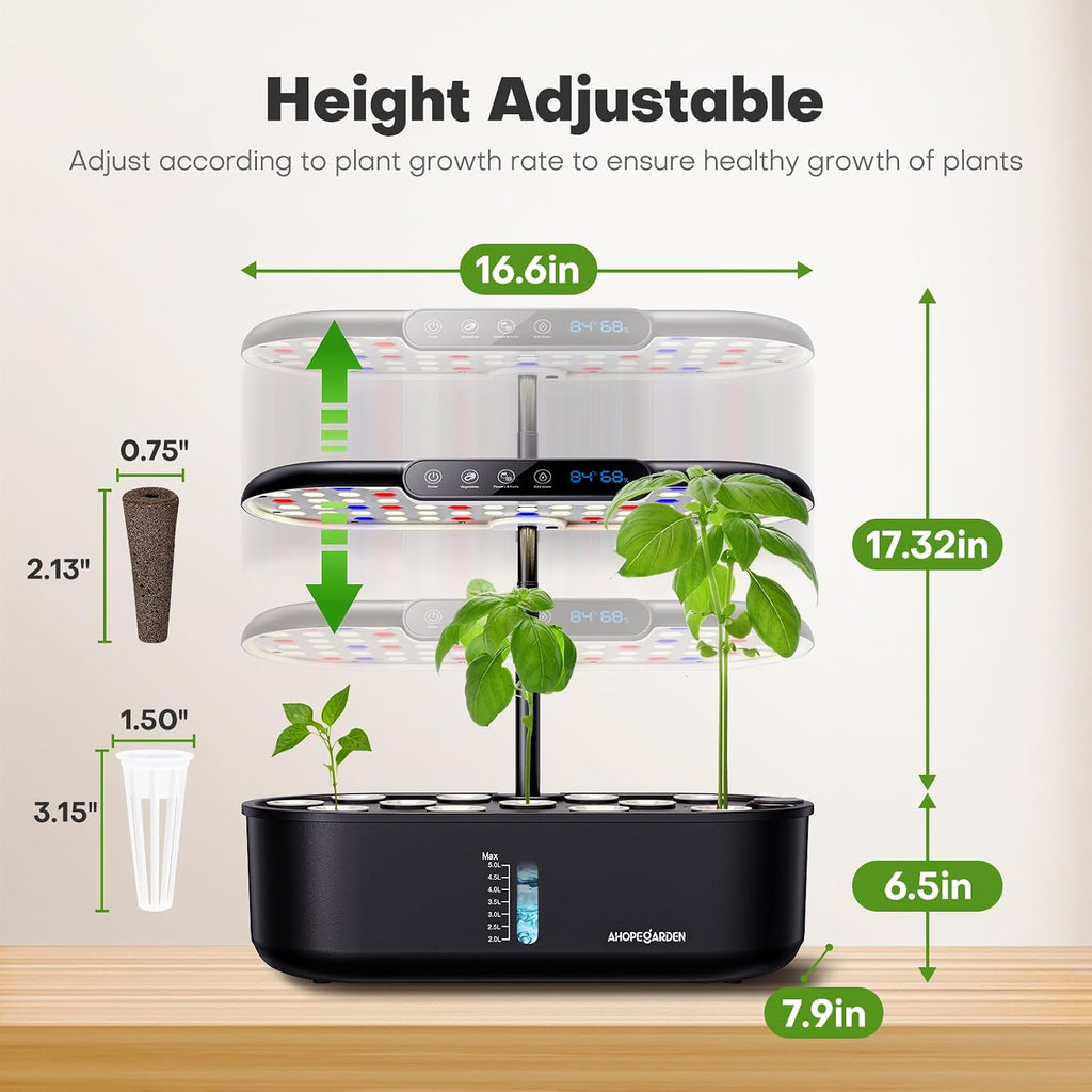 Hydroponics Growing System kit: Indoor Herb Garden - 12 Pods Plant Germination Kit with LCD Display and LED Grow Light