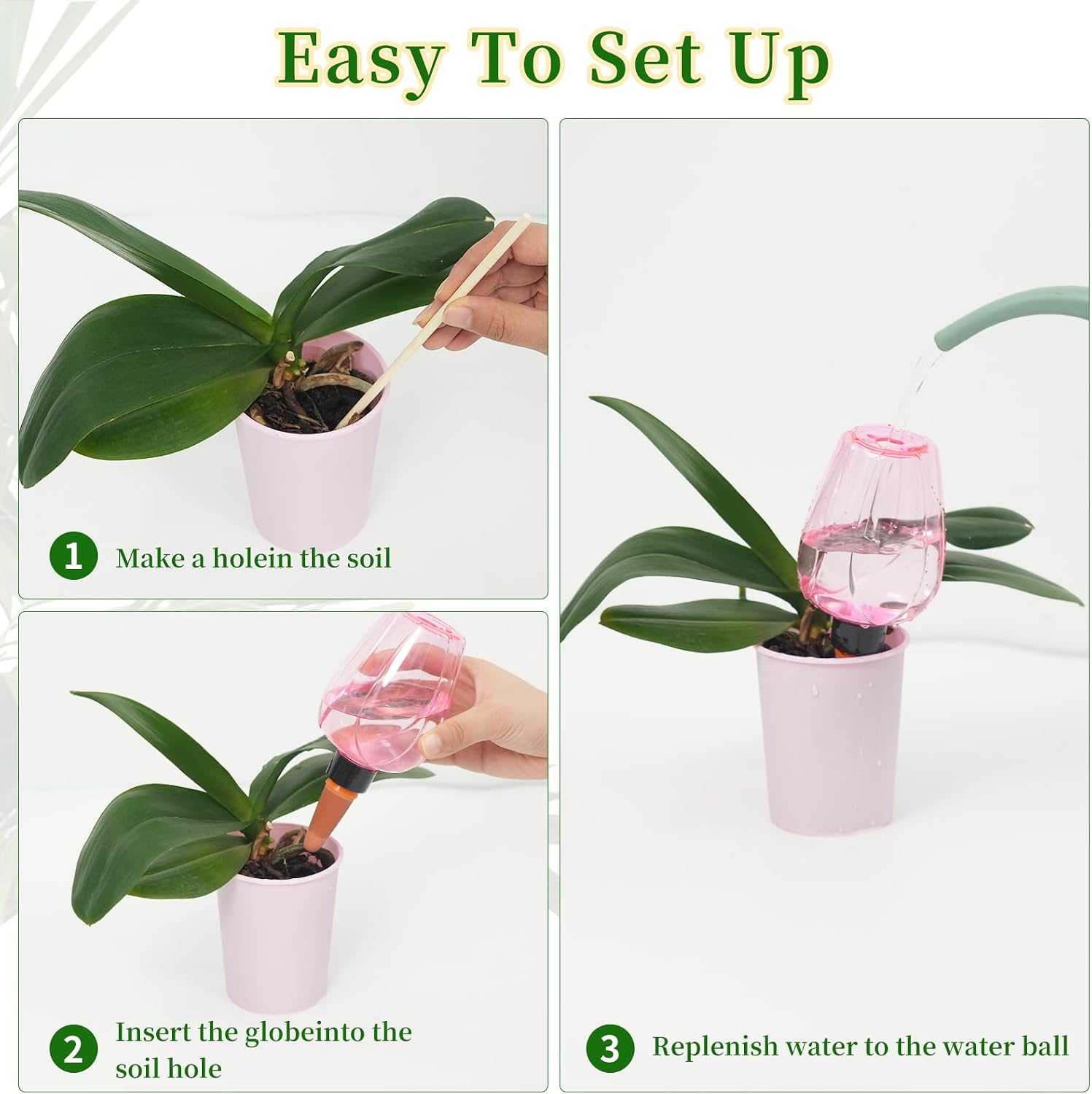 6pcs Plant Self Watering Globes, Plastic Water Bulbs Top Fill, 12.3 oz Plant Watering Devices System Slow Release