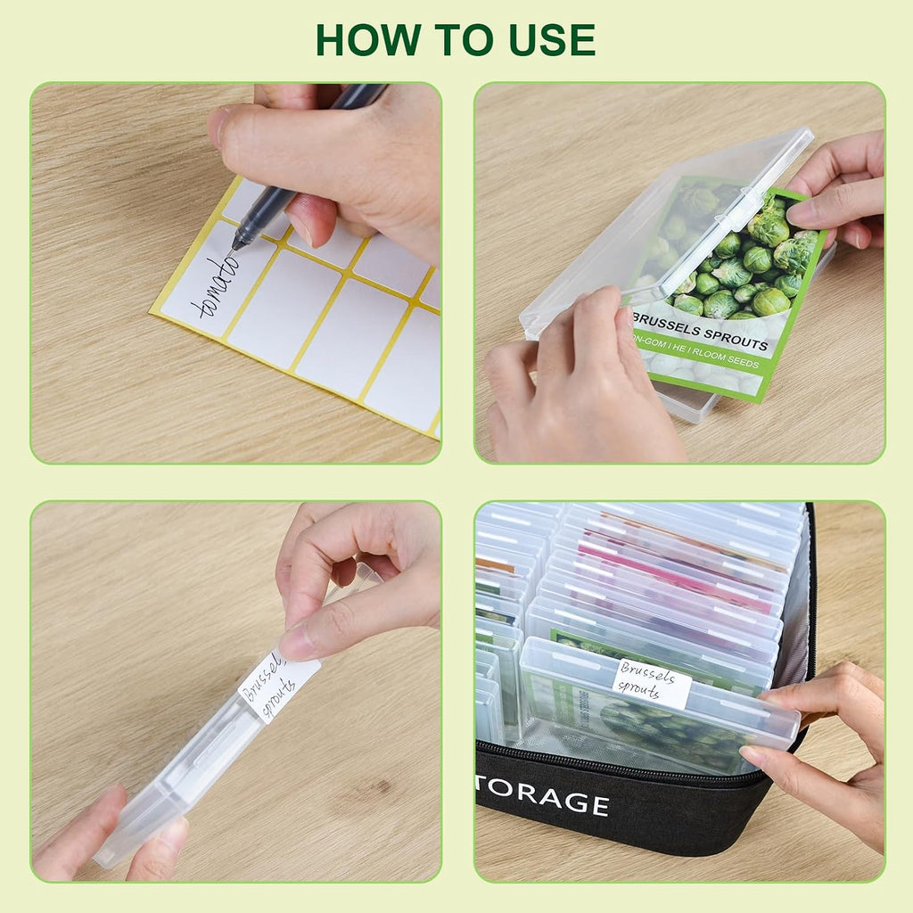 26 Slots Seed Storage Organizer Box with 10 Seed Envelopes, Oxford Cloth Seeds Storage Container with Insulated Bag
