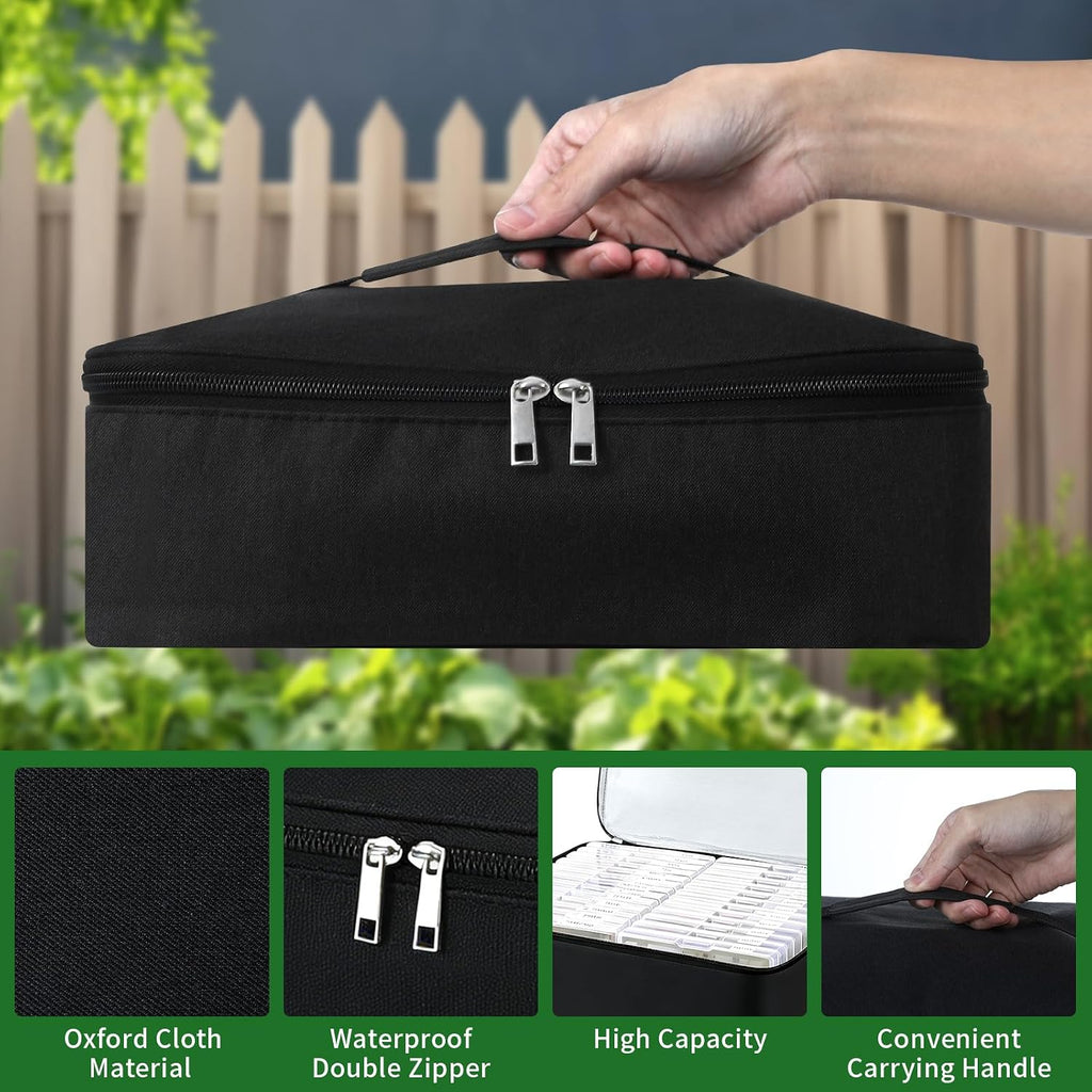 26 Slots Seed Storage Organizer Box, Reusable Oxford Cloth Seeds Storage Container, Holds 80-200 Envelopes, Garden Seed