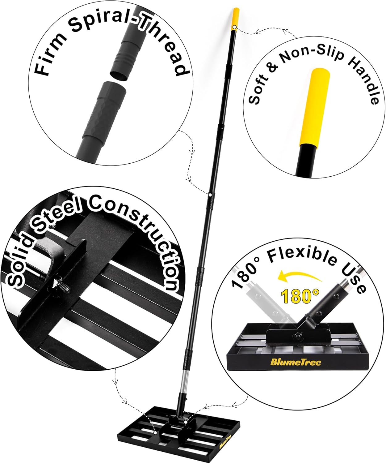 Lawn Leveling Rake, 17"x10" Heavy Duty Sand Leveling Tool with 6.7FT Stainless Steel Long Handle, Golf Rake for Soil