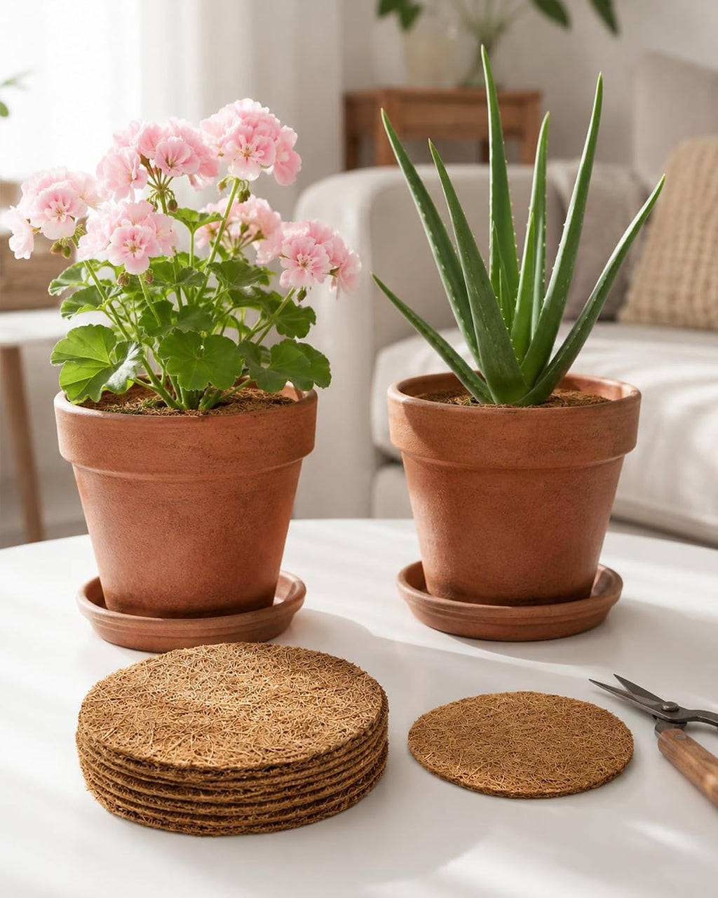Coco Coir Drainage Mesh Pads for Flower Pots, 12 Pcs Pot Hole Covers(9inch,12pcs) | Natural Coconut Fiber Inserts for
