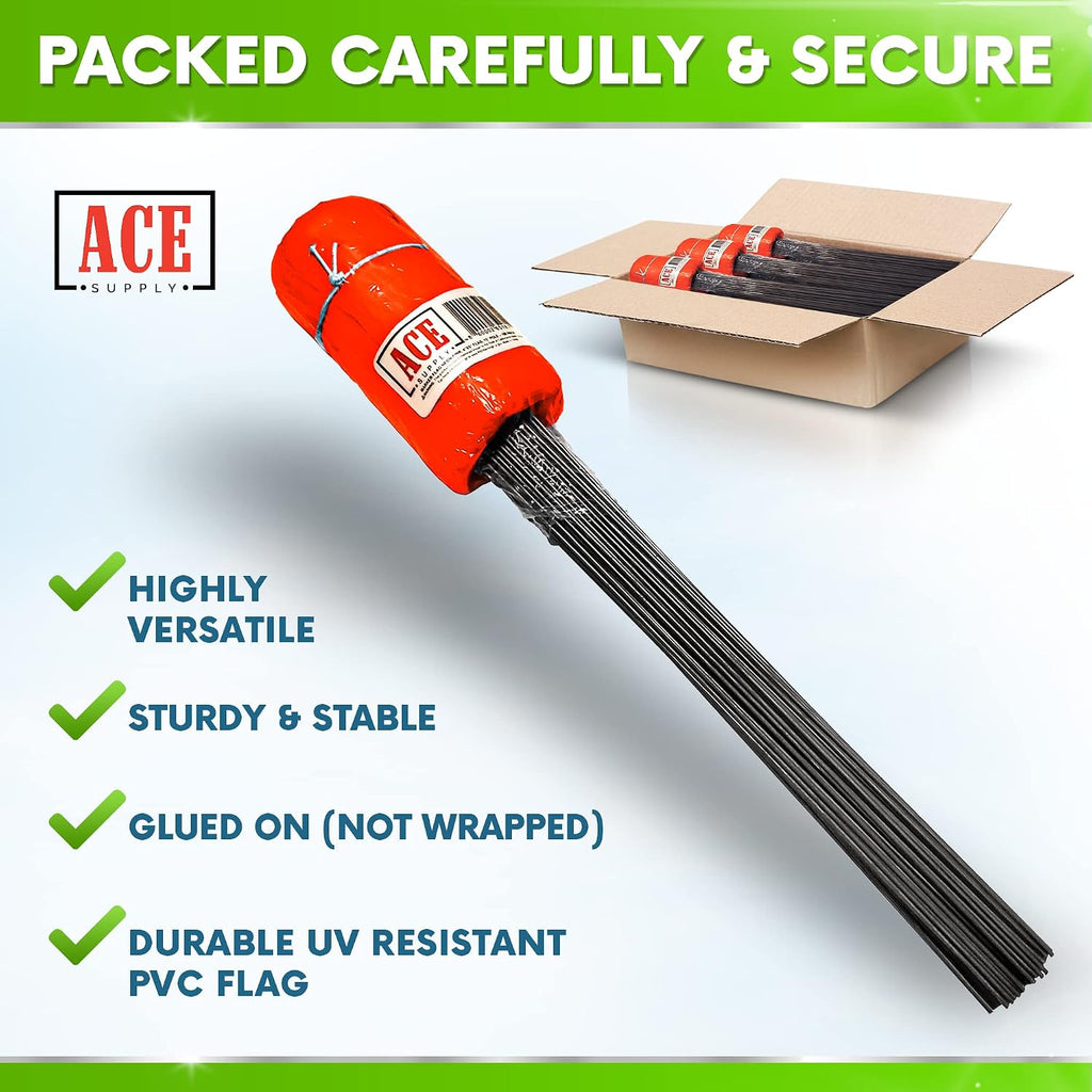 Orange Marking Flags 100 Pack - 4x5x21 Inch Orange Flags for Yard - Markers For Lawn, Irrigation, Landscaping, Survey &
