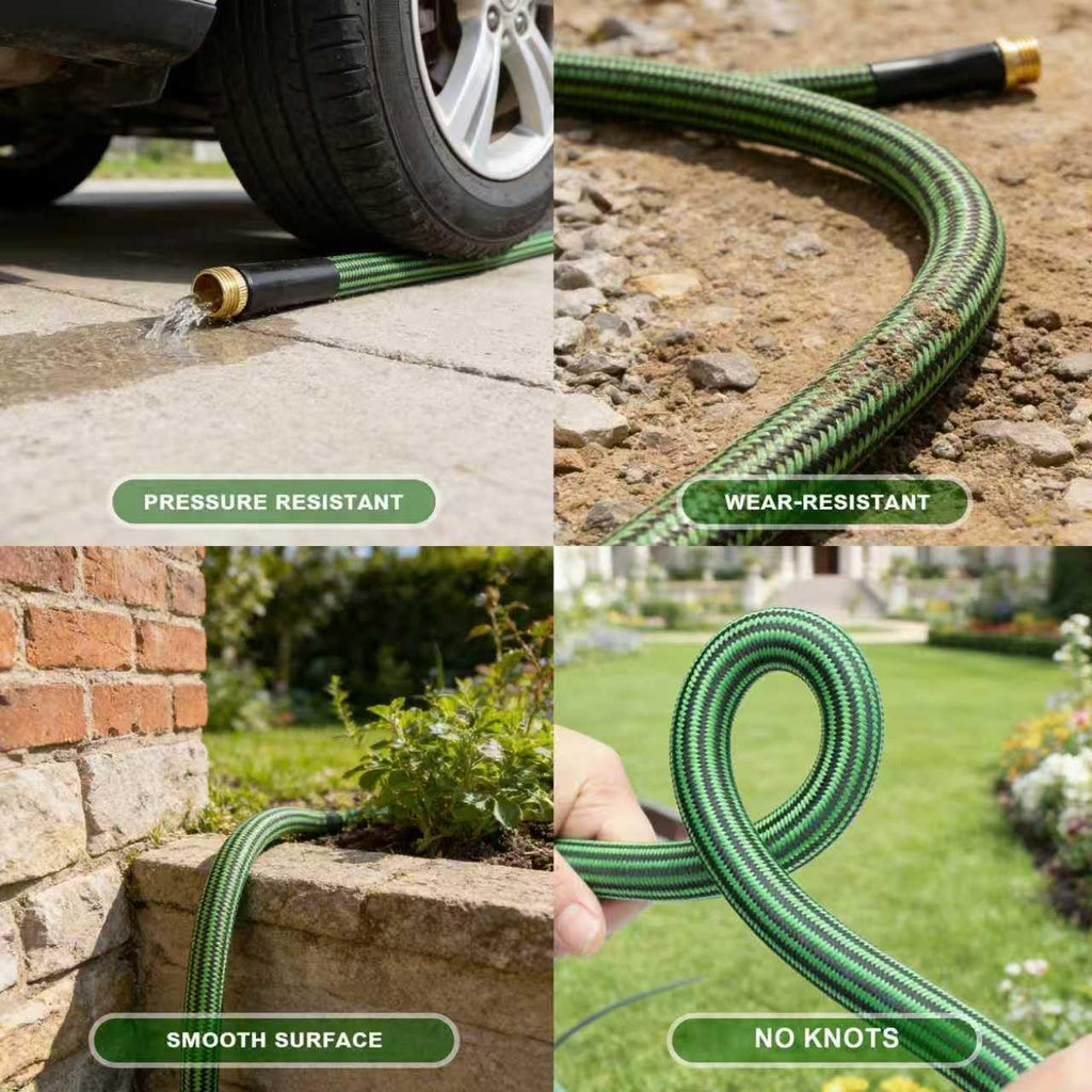 Garden Hose 50 FT-Triple-layer pipe, Water Hose with solid Aluminum Fittings, Ultra-Lightweight and Flexible