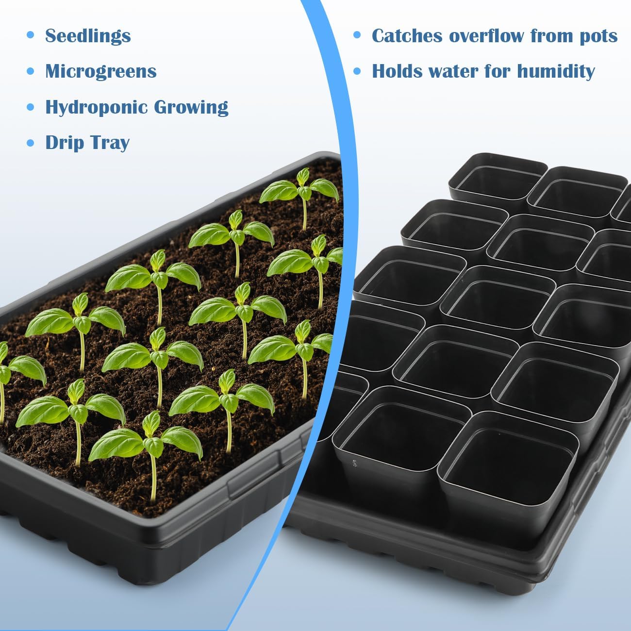 10-Pack Heavy-Duty 1020 Seed Trays No Holes, Thick Plastic Plant Flats | Reusable Growing Trays for Seed Starting