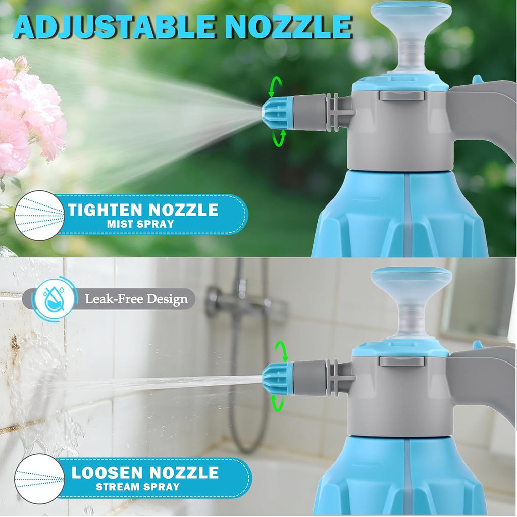 Hand Pump Sprayer 1/2 Gallon, Leak-Proof Plant Mister Spray Bottle | 2L Handheld Garden Pressure Sprayer, Lockable