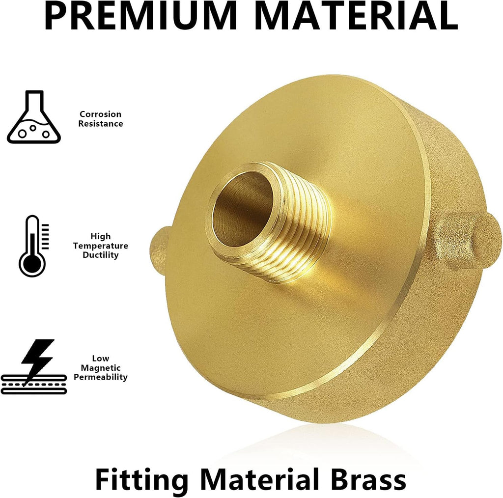 Brass Fire Hydrant Hose Adapter 2-1/2"NST/NH Femalex3/4"GHT Male Connector | Garden Hose Brass Fire Equipment Brass