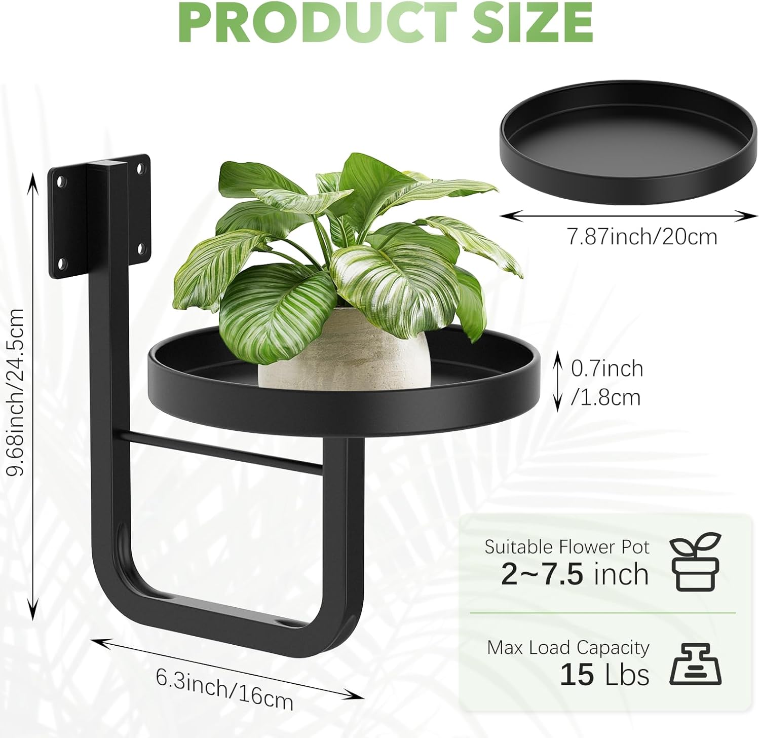Wall Plant Holder, 7.9 Inch Large Hanging Plant Holder Wall Planters for Indoor Plants, Wall Mounted Plant Holder