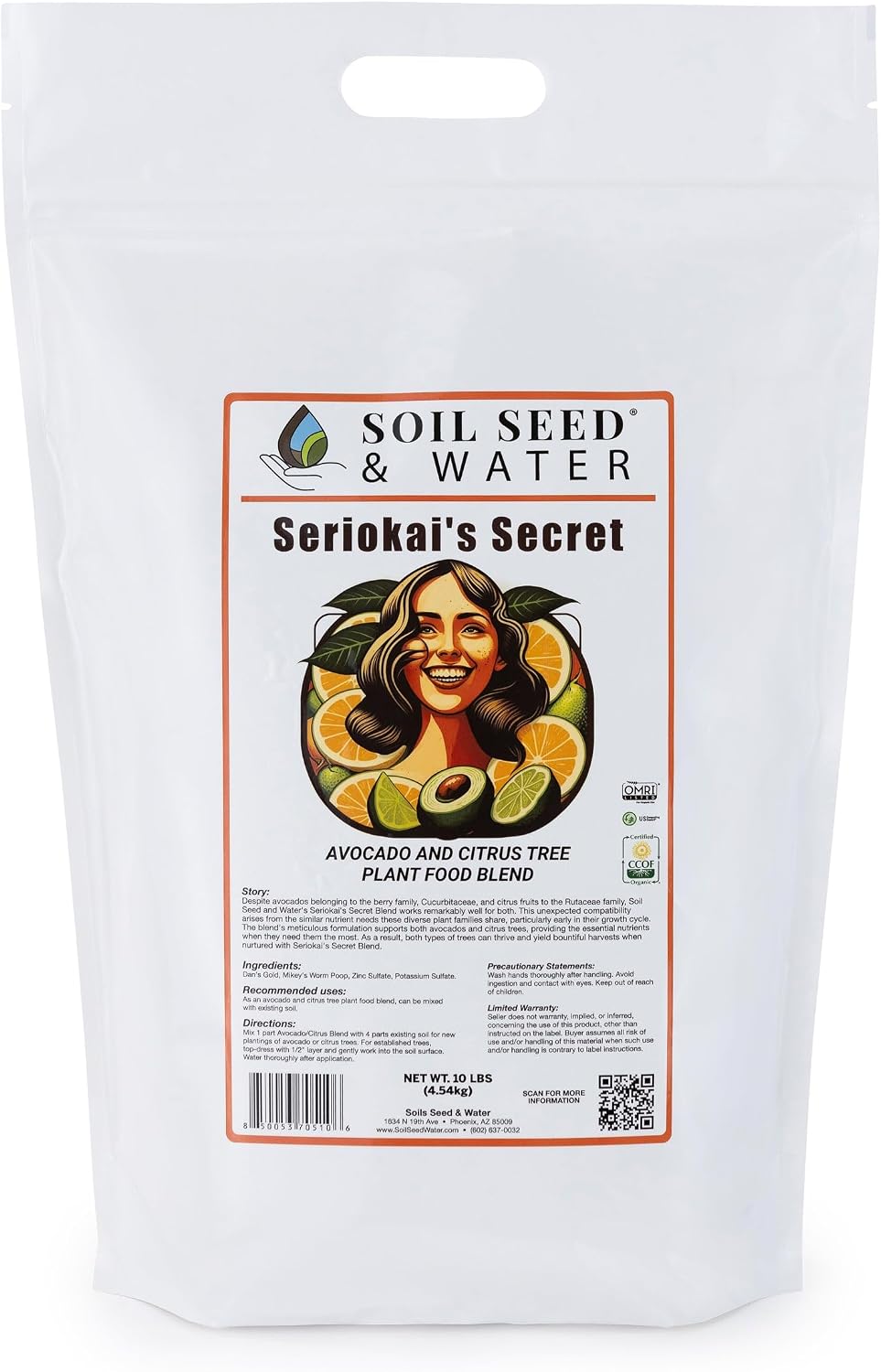 Soil Seed & Water Seriokai’s Secret Organic Fertilizer – Soil Amendment for Avocado & Lime, Lemon, Grapefruit, Orange