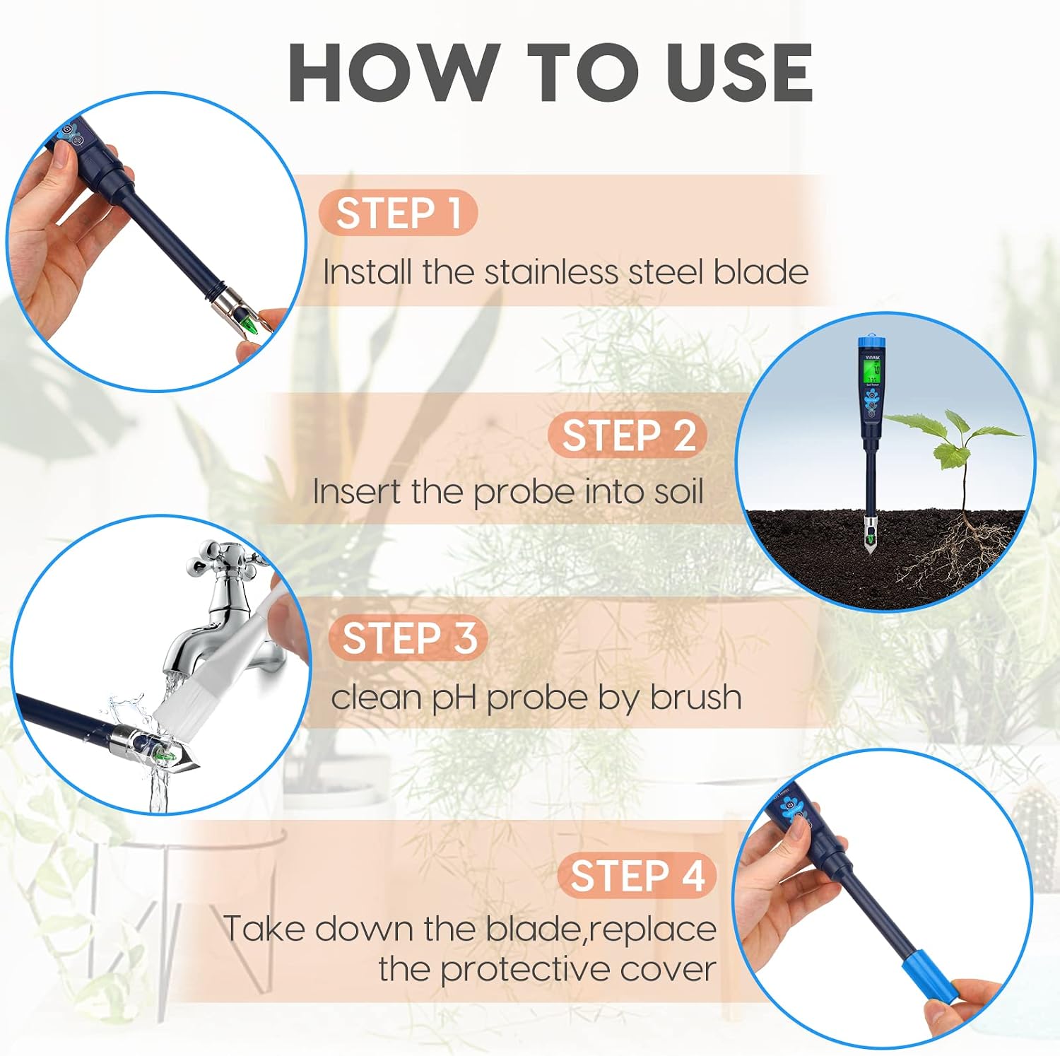 Digital pH Meter for Soil, YINMIK Soil pH Tester for Potted Plants | Professional pH Reader for Soil and Water,Soil pH