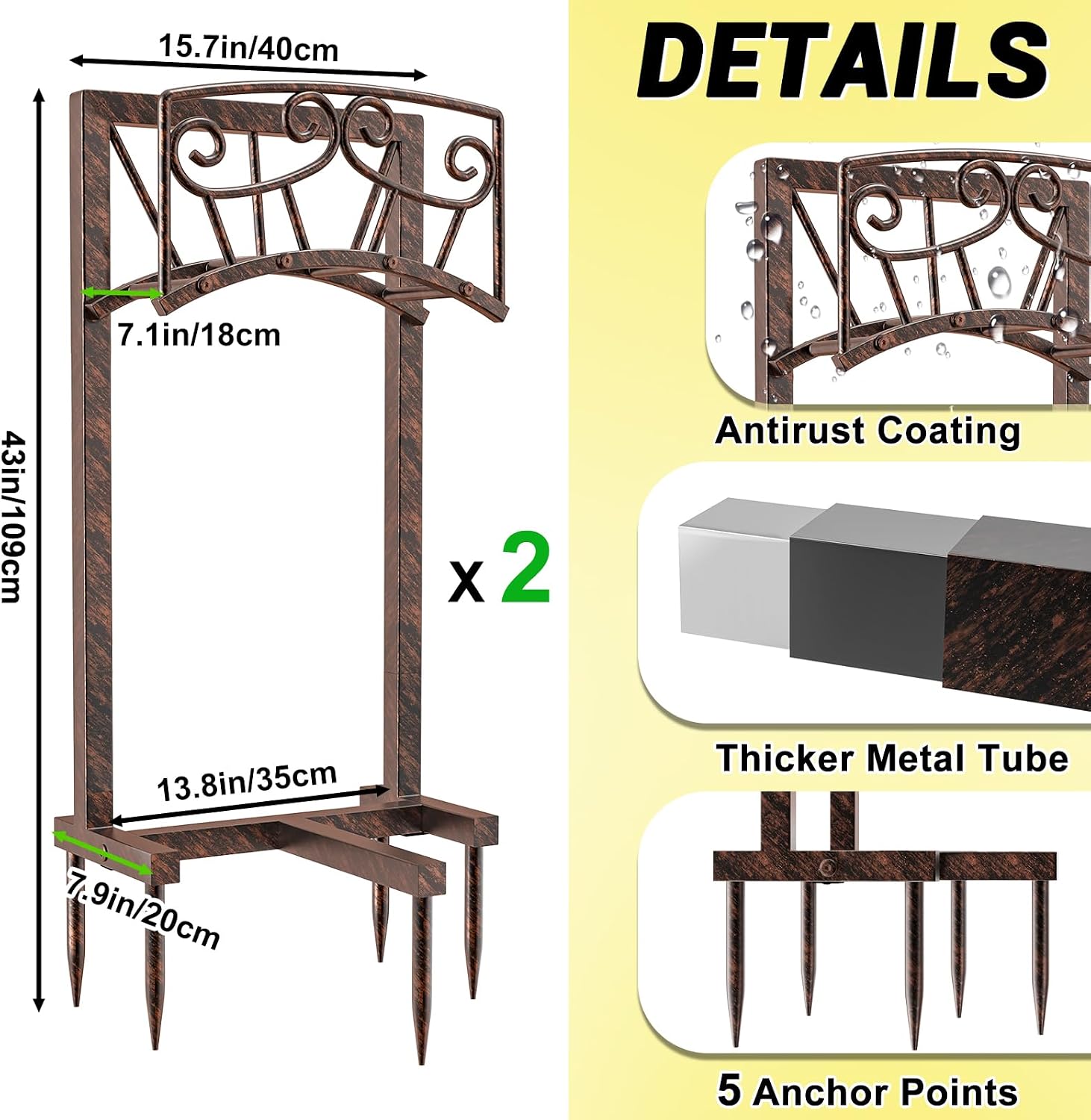 Garden Hose Holder, Heavy Duty Metal Water Hose Holders Hose Stand with 5 Spikes, Freestanding Hose Storage Rack Hose