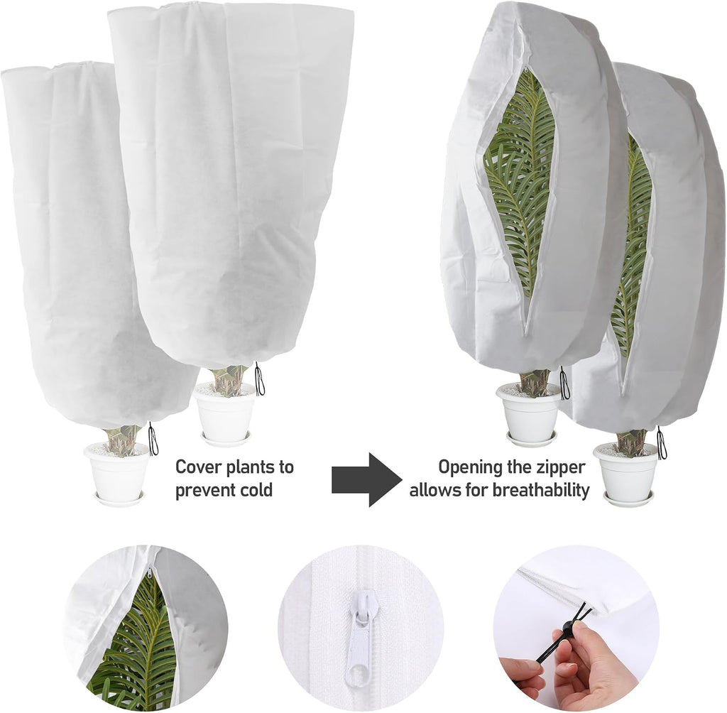 Alpurple 6 Packs Winter Zipper Plant Covers - 47" X 31.5" Warm Plant Protection Cover Bags, Frost Cloth Blanket