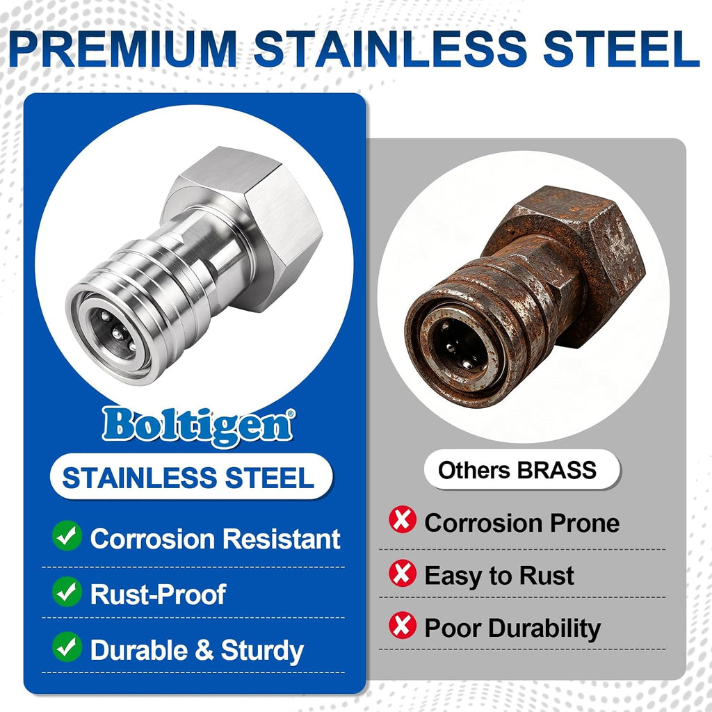2PCS Garden Hose to Pressure Washer Adapter, 3/4" GHT Male to 1/4" Quick Connect, Stainless Steel Pressure Washer Hose
