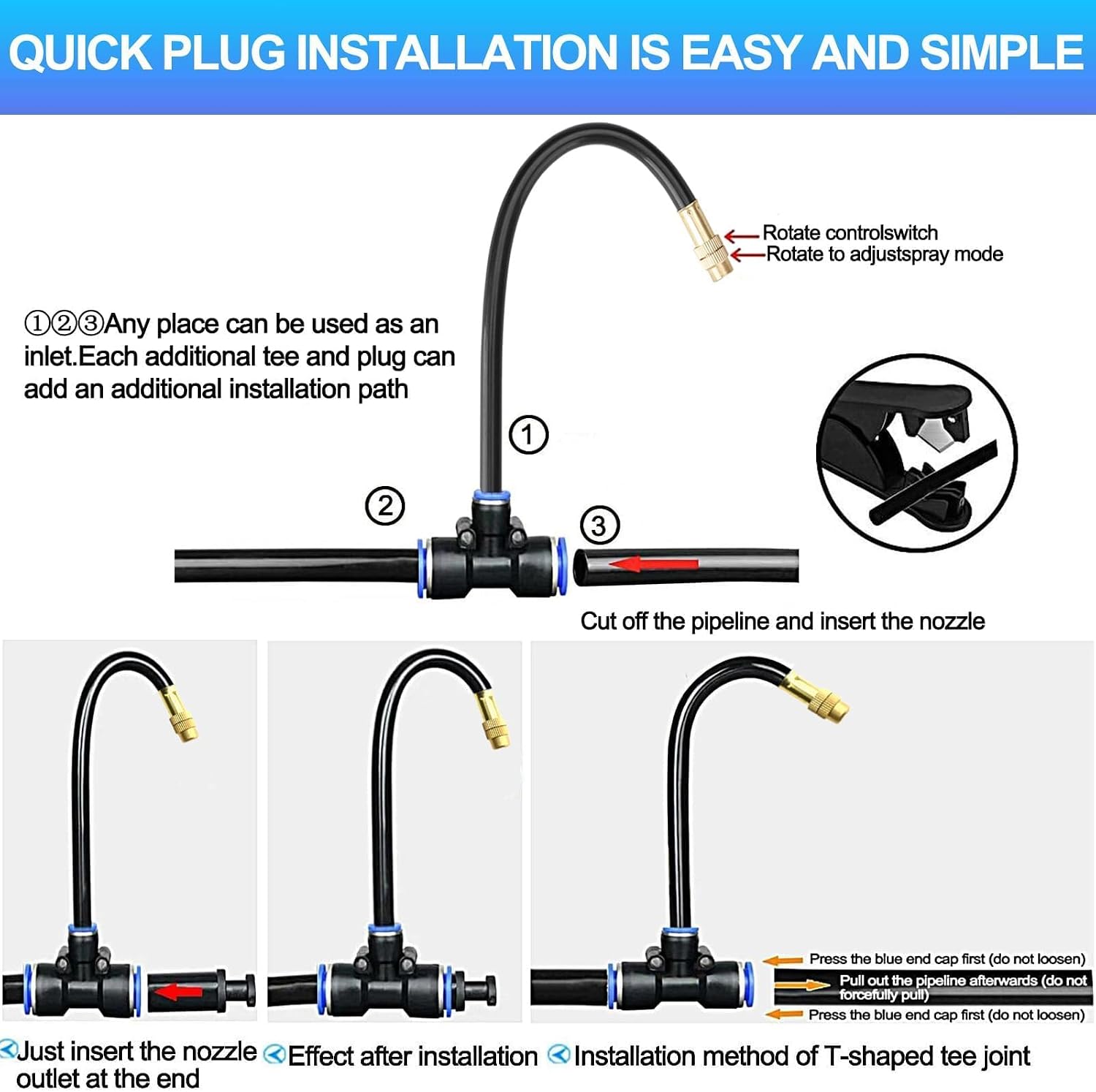 360° Adjustable Drip Irrigation System for Garden,Automatic Watering System | 12mm Large-Diameter Tubing,High-Flow