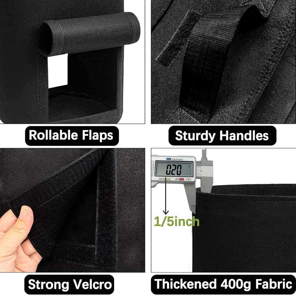 4 Pack 20 Gallon Grow Bags Heavy Dduty Nonwoven Potato Grow Bag with 2 Sturdy Handles&2 Windows,Thickened Plant Grow