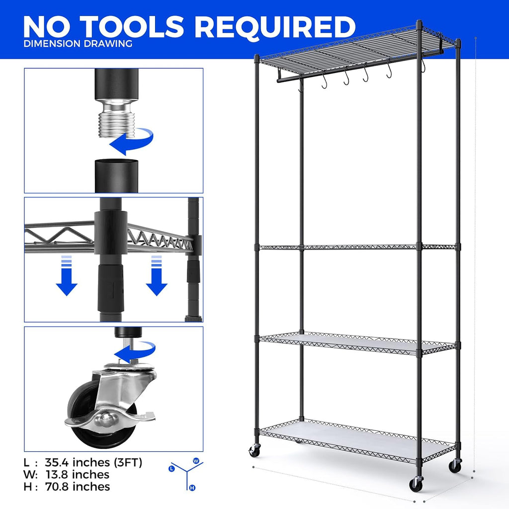 Barrina CX3 Plant Stand with Grow Light, 4-Tier, 108W, 35.4x13.8x70.9IN | 3FT 5000K Full Spectrum Plant Lamps, Indoor