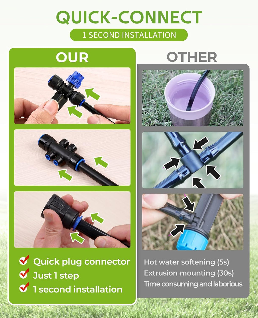 HIRALIY 100FT Automatic Drip Irrigation Kit with Timer | Automatic watering system with quick-connect design, 80FT 1/4"