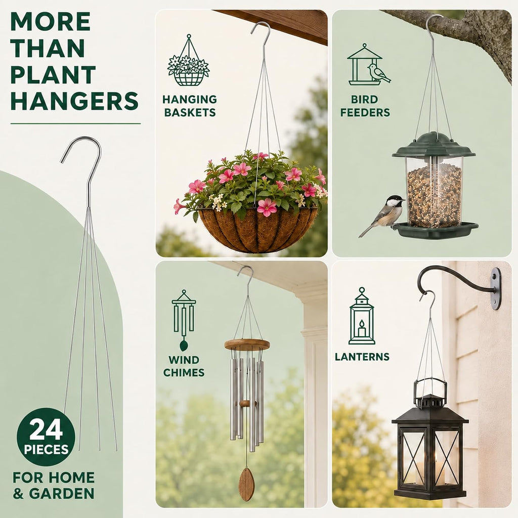 24 Pack Chain for Hanging Plants, 24 inch 4 Point Wire Plant Hangers for Hanging Baskets, Hanging Plant Chain for