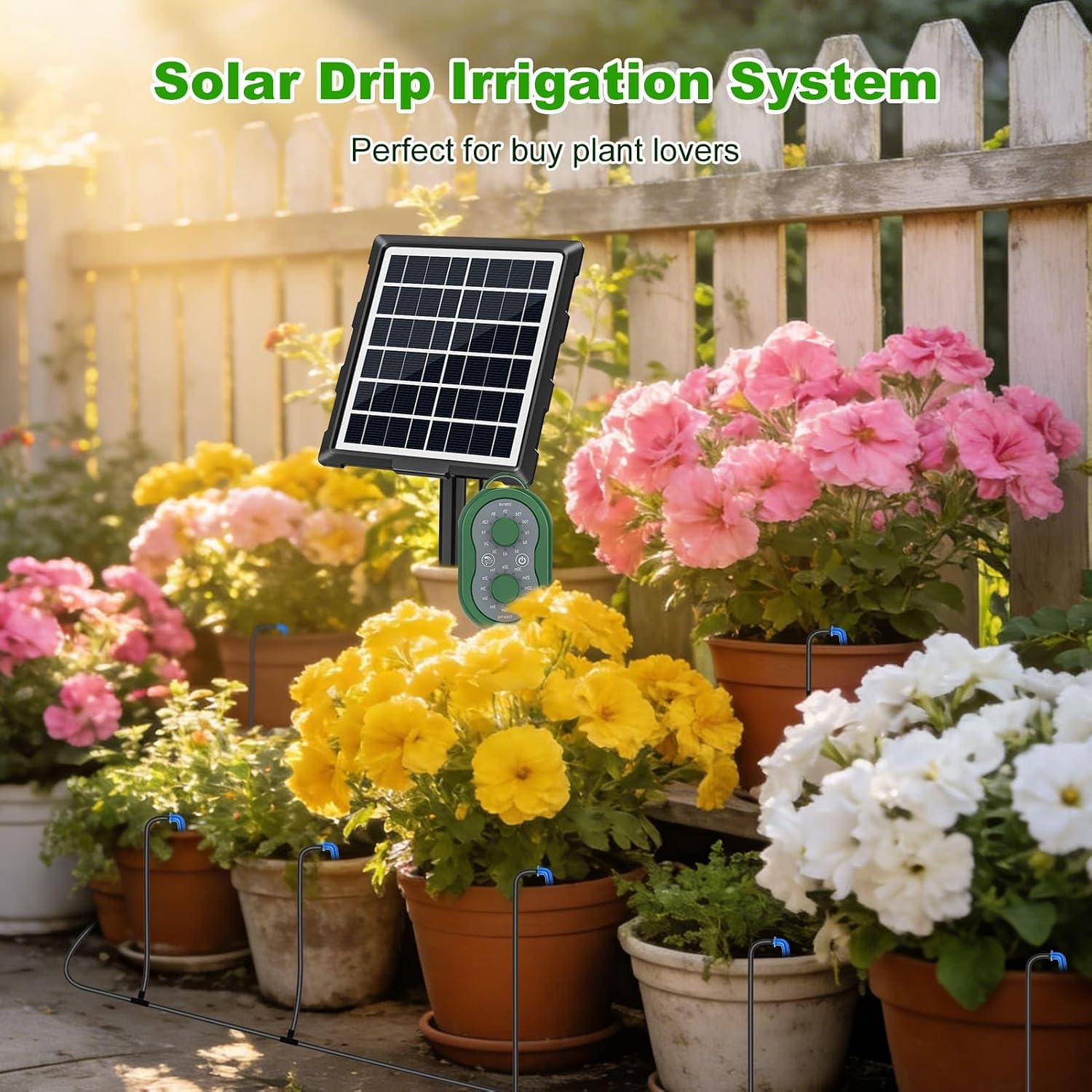 50FT Automatic Solar Drip Irrigation System, Solar Automatic Plant Waterer Kit, Supported 15 Pots, Indoor/Outdoor