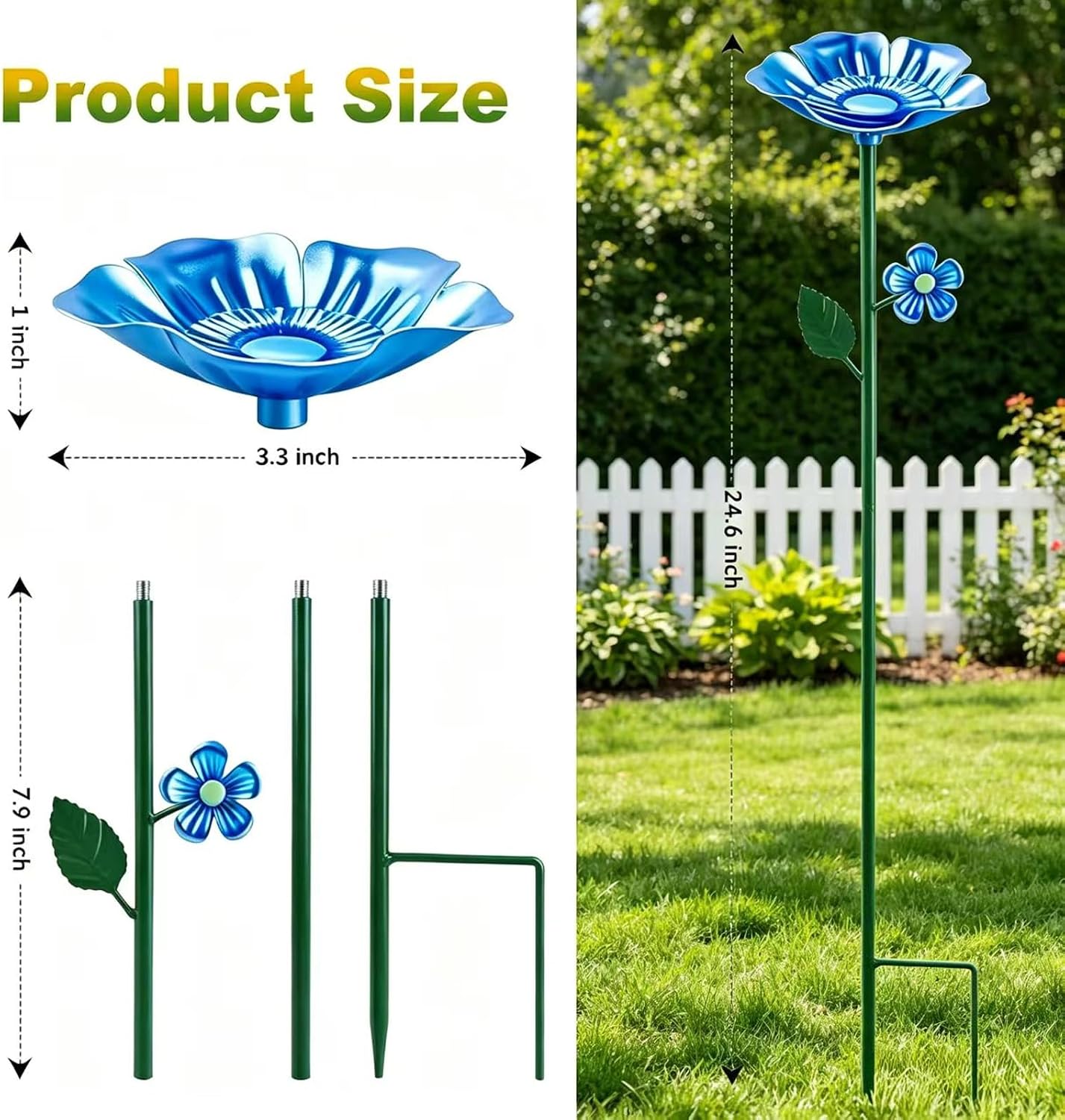Metal 4 Pack Bee Waterer & Butterfly Bath for Outdoor Garden Flower Design | Hand-Painted Uv-Resistant Metal, Butterfly