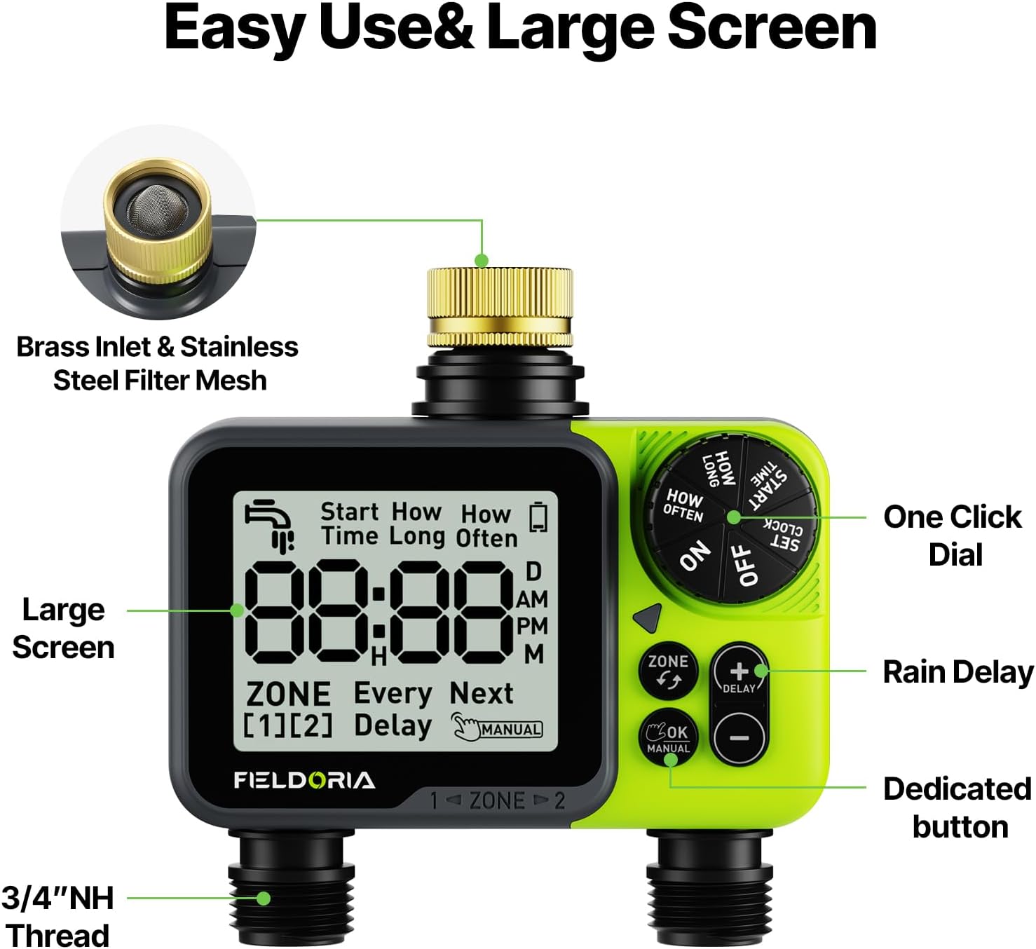 Sprinkler Timer- Hose Timer for Garden Hose, Brass Inlet Programmable Watering Timer, Rain Delay Outdoor Soaker Auto&