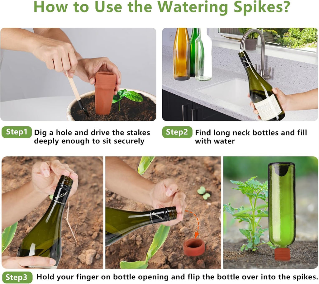 Joyeee Plant Watering Stakes, 8pcs Terracotta Self Watering Spikes Plant Watering Devices for Wine Bottles Vacation