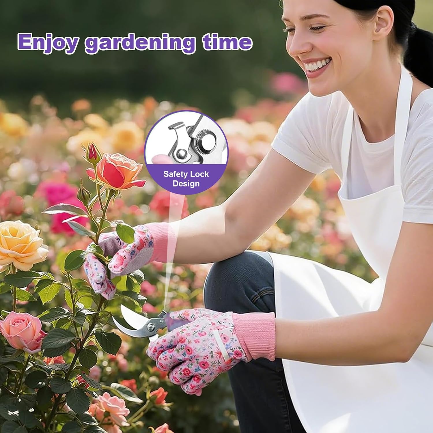 Gardening Gifts for Mom Kit, Garden Hand Tool Set for Women | All-In-One Gardening Kit, Purple Flower Print,Stainless