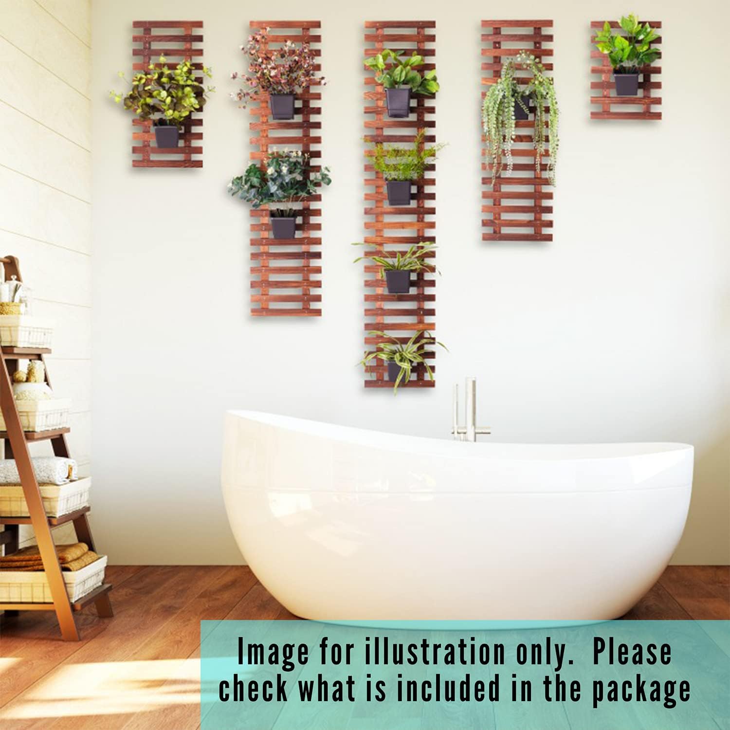 ShopLaLa Wooden Wall Planter (120cm, 2 Pack) Wooden Hanging Flower Plants | Large Outdoor Plants, Live Vertical Garden