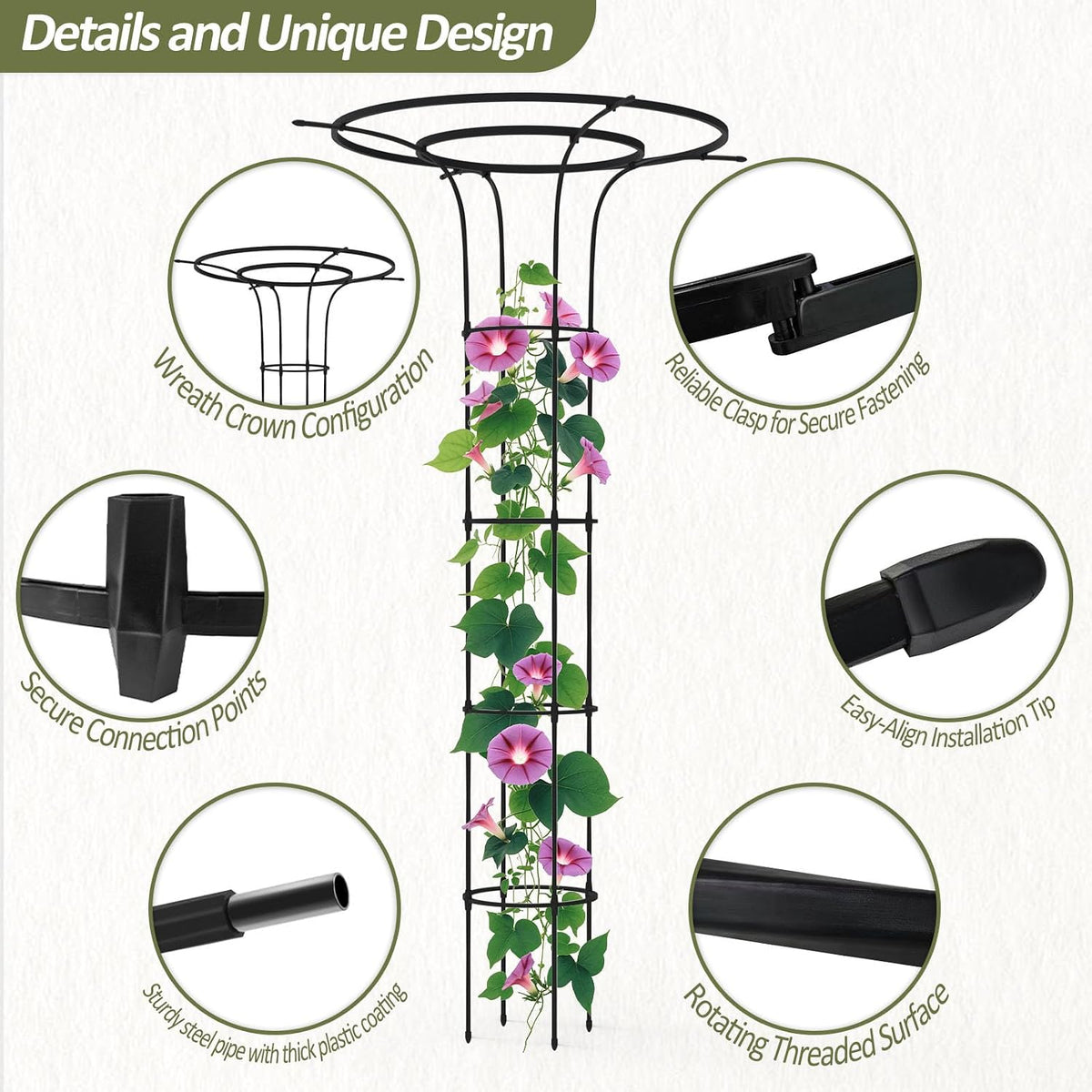 Trellis for Climbing Plants Outdoor - 69"(H), Expandable and Rust-Proof Metal Plant Support, Easy Installation, Garden