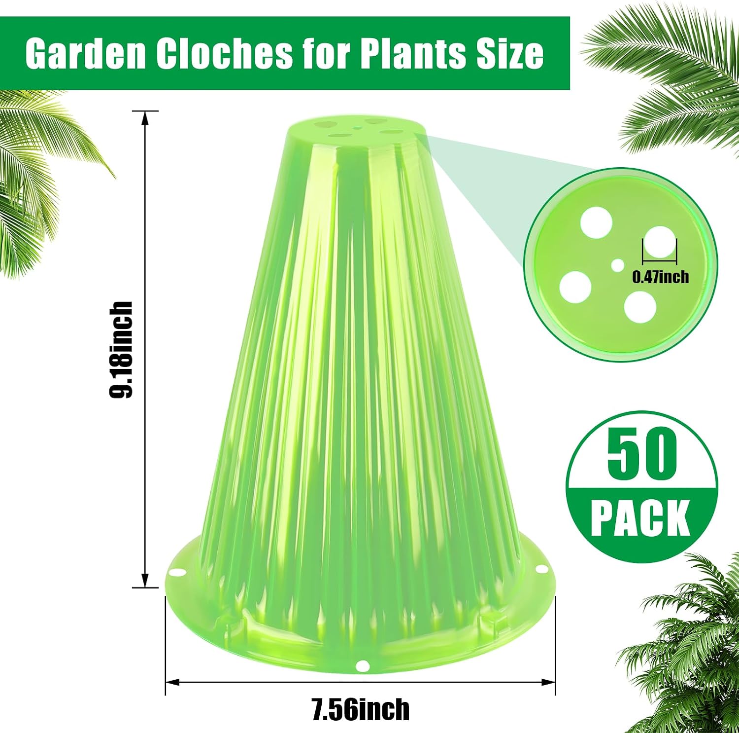 50 Pack Garden Cloches for Plants, Reusable Bell Plant Cover | Plant Covers Protectors from Animals Snails Birds