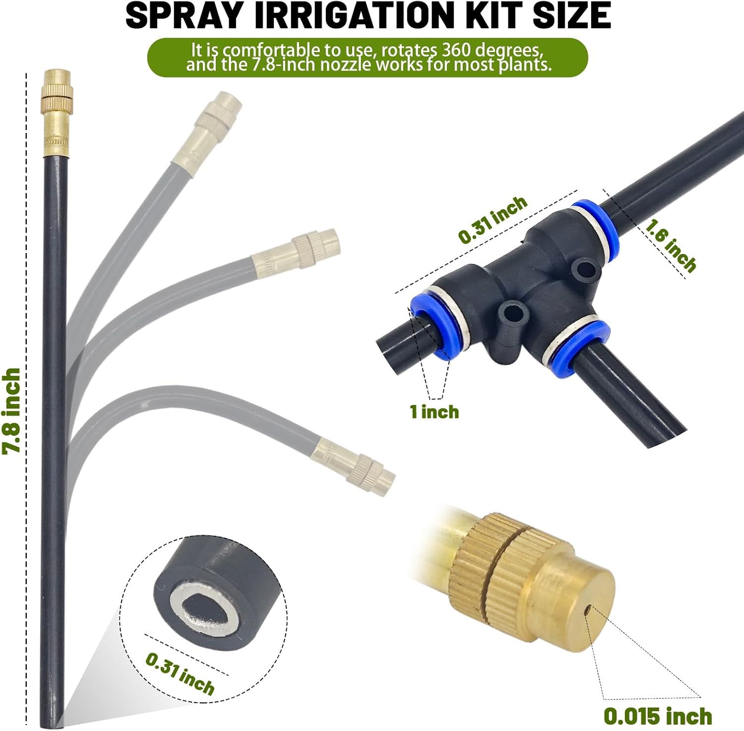 Thiswing 360° Adjustable Drip Irrigation System with 16 Nozzles | 50 FT Automatic Watering System Kit, Raised Bed