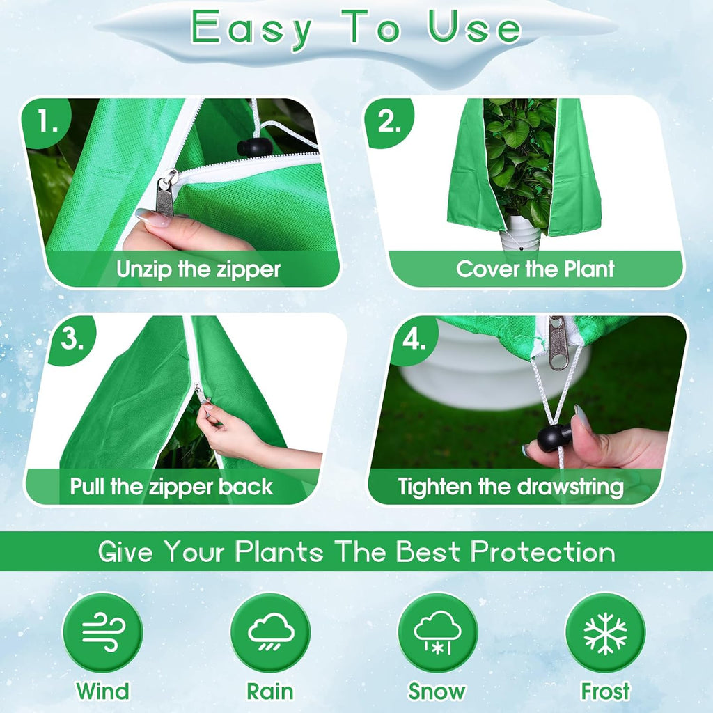 Windyun 4 Pcs Plant Covers Freeze Protection 47x40 Inch Winter Plant Protector Freeze Cover Shrub Frost Cloth with
