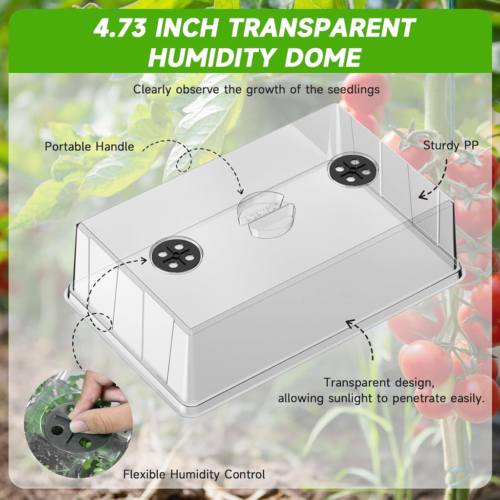 Seed Starter Tray, Gardening Plant Grow Trays Kit for Seedling, Germination Trays with 4.72 Inch High Humidity