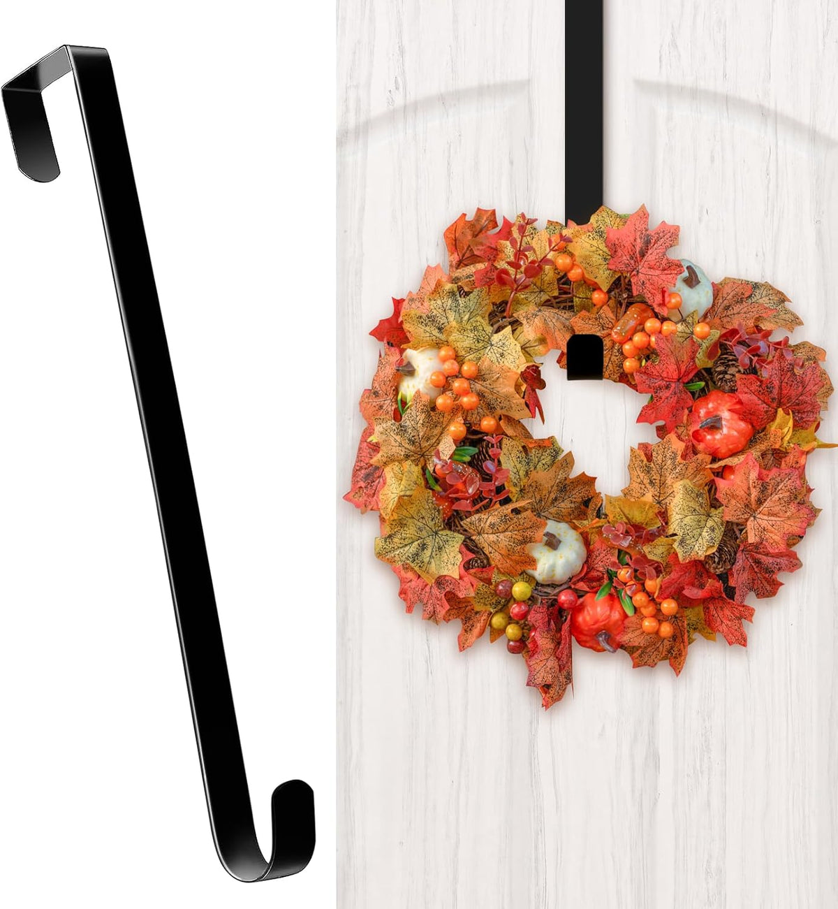 Slim Over The Door Wreath Hanger for Front Door, 12" Red 1 Pack