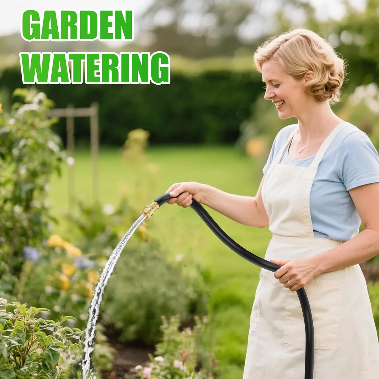 Heavy Duty Garden Hose 75FT x 5/8", 300psi Working, 1100psi Burst | Non kinking rubber water hose for hot/cold water.