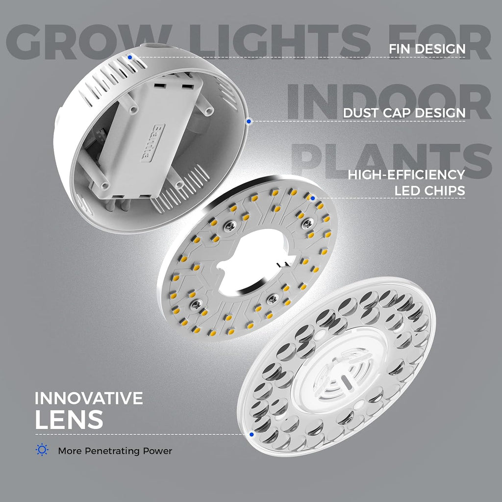 Barrina OG09 Puck Grow Light, 18W(2 x 9W), 5000K, Timer, 2 Packs, White | Full Spectrum Plant Light for Indoor Plants