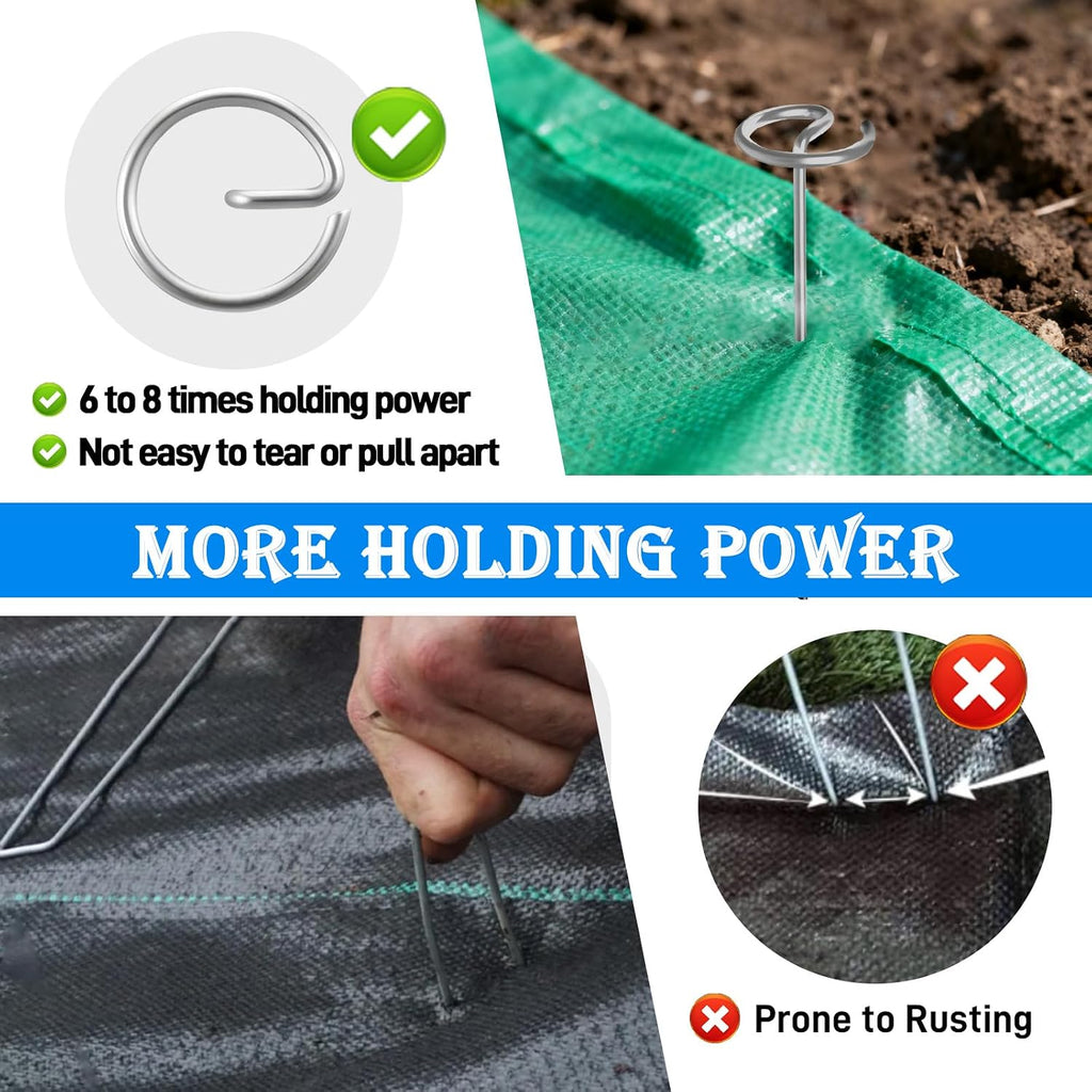 120 PCS Landscape Fabric Pins, 8 Gauge Galvanized Steel Garden Staples with 1.3 inch Landscape Fabric pins & Free
